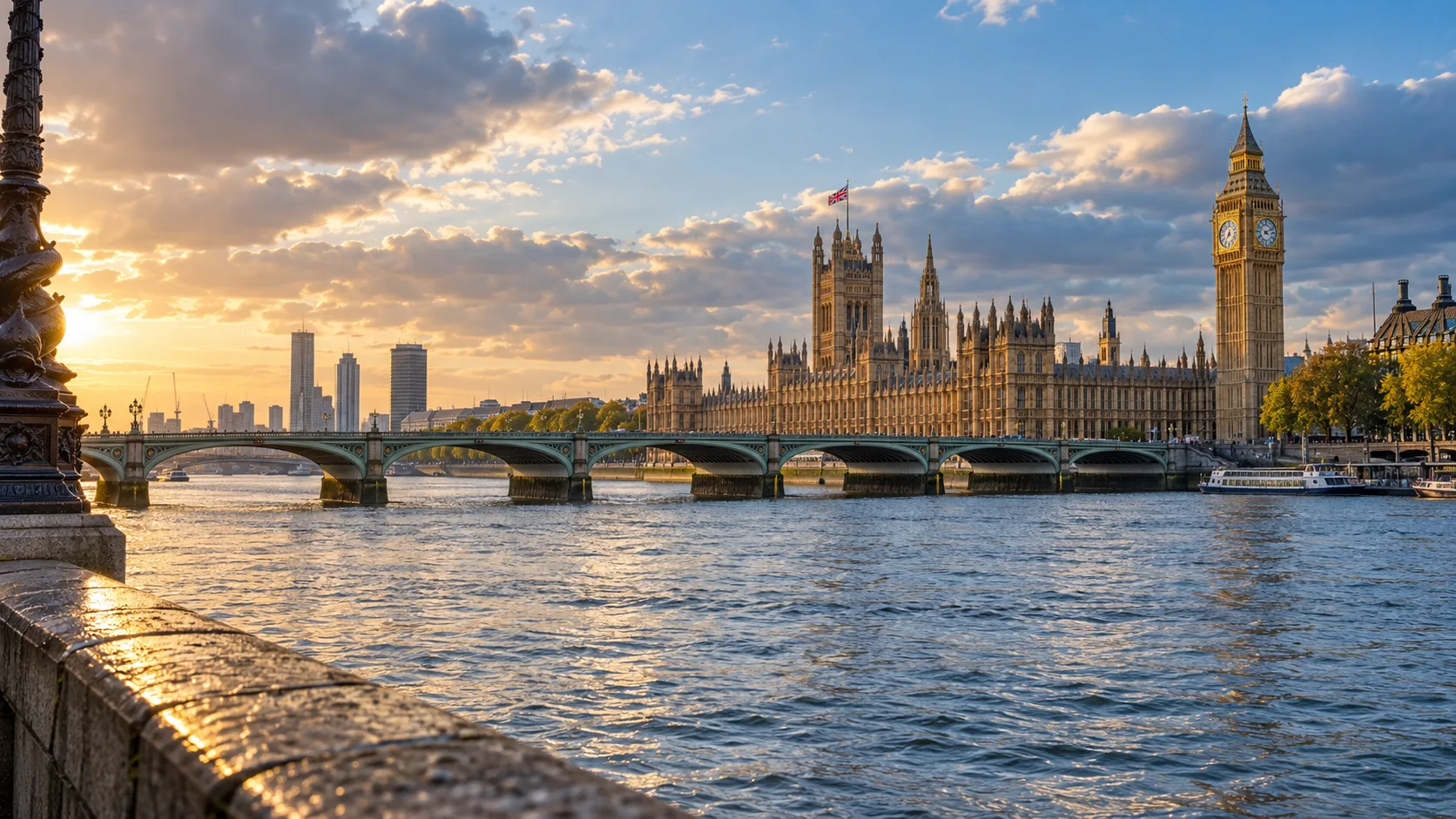 London waterfront, illustrative destination image